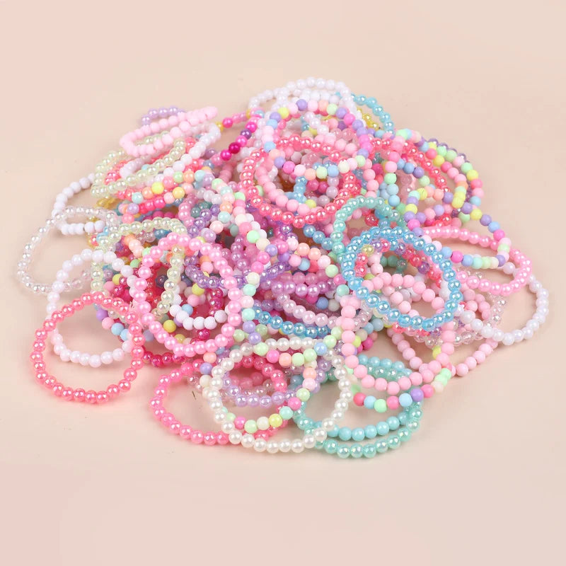 10-50Pcs Colorful Beads Bracelet Kids Girls Birthday Party Favors Goodie Pinata Filler Baby Shower Wedding Guest Treat Gifts