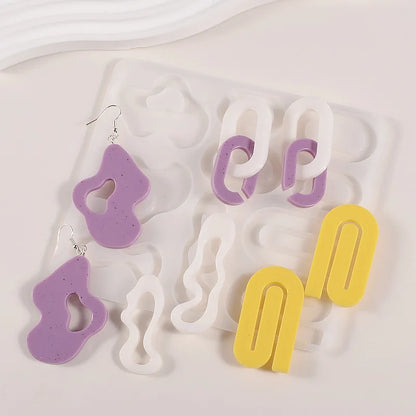DIY Earrings Epoxy Resin Mold Set Geometric Pendants Necklaces Jewelry Making Silicone Craft Molds With Hooks Art Supplies