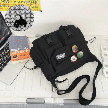 Japanese Simple Messenger Bag Student Nylon Waterproof Canvas Handbag Shoulder Crossbody Bags for Women Men Satchels Bolsas