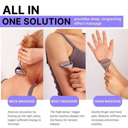Stainless Steel Facial Massage Roller Deep Tissue Massage Tool for Face, Acupressure Massager Body for Hand, Foot, Neck SPA Care