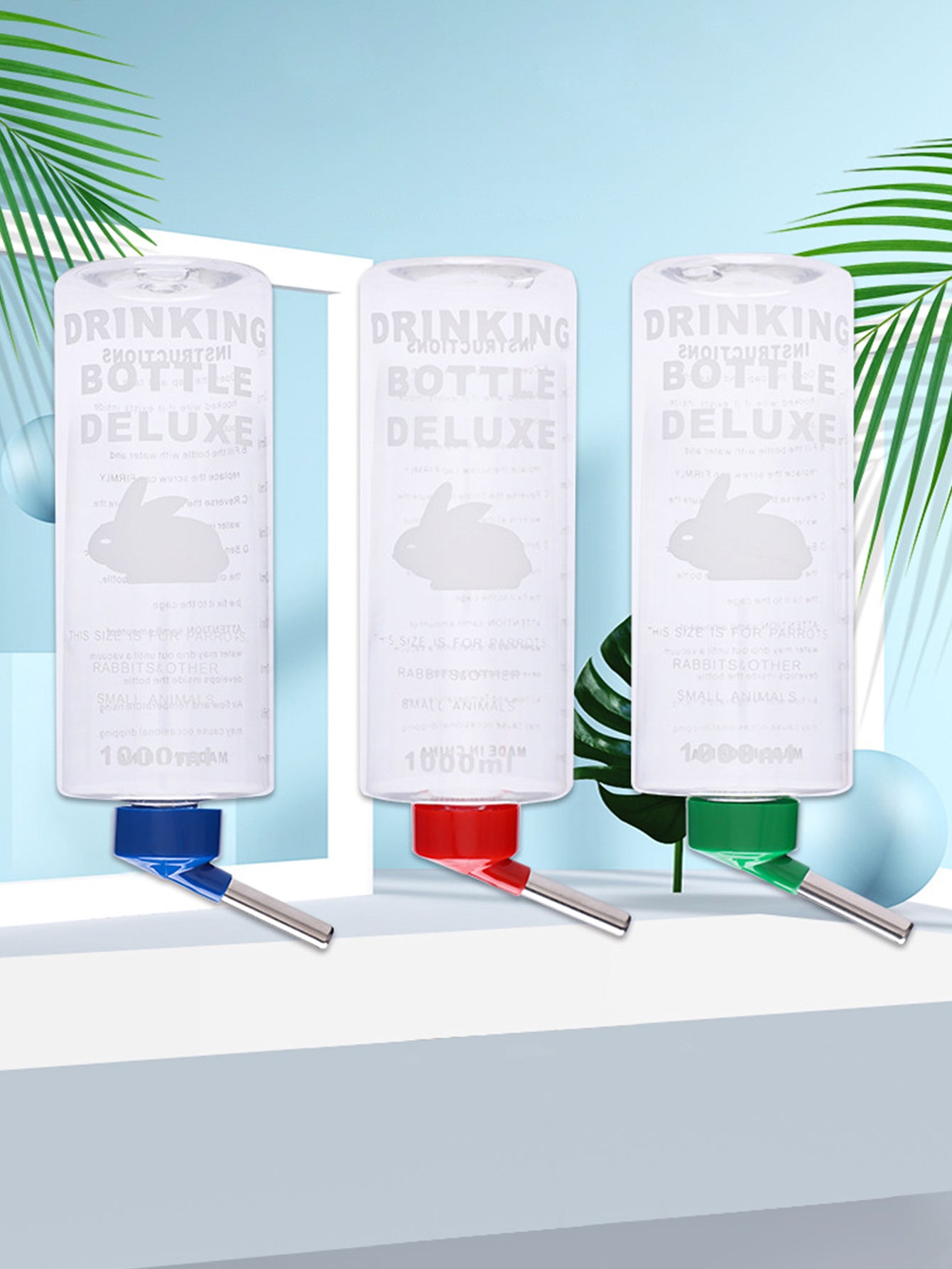 1 PC 1000ml Random Color Small Animals Drinker Auto Drinking Hangable Water Bottle for Rabbit Guinea Pig Parrot Rabbit Feeder