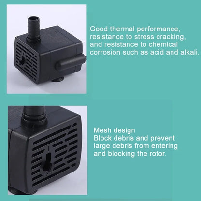 Ultra Quiet USB Aquarium Fish Tank Filtration Pump Mini Pet Fountain Submersible Adjustable Flow Water Circulation Pump 5V 5W