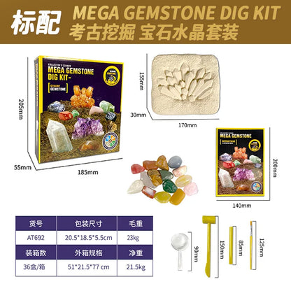 nationals geographics dig and discover gem stone crystal dig toy set child learning educational toy crystal mining kit Kids gift