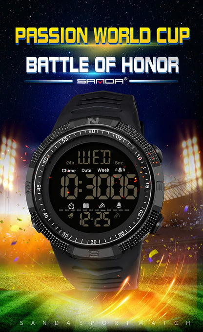 SANDA Brand Military Sport Watch Mens Clock Fashion Digital Wristwatch Shockproof Countdown Watches Waterproof Hour Bracelet
