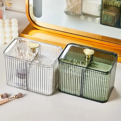 Qtip Holder Dispenser  Clear Bathroom Organizer Jar  Swab/Pad/Ball Holder Container Cosmetics Storage Boxes for Vanity