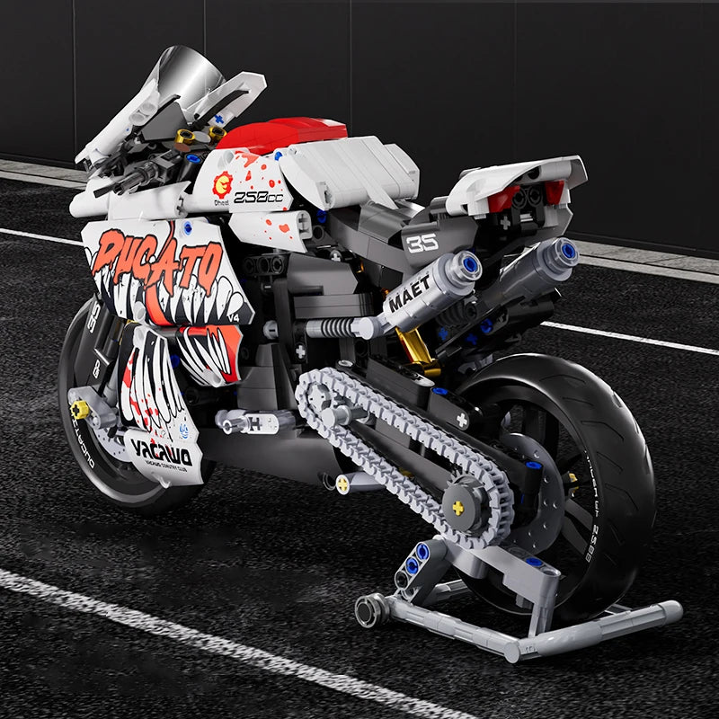 Technical V4 Motorcycle Building Blocks Set Famous Super Motorbike Model Kit Racing Bricks Teens Assembled Toys Gifts For Boys