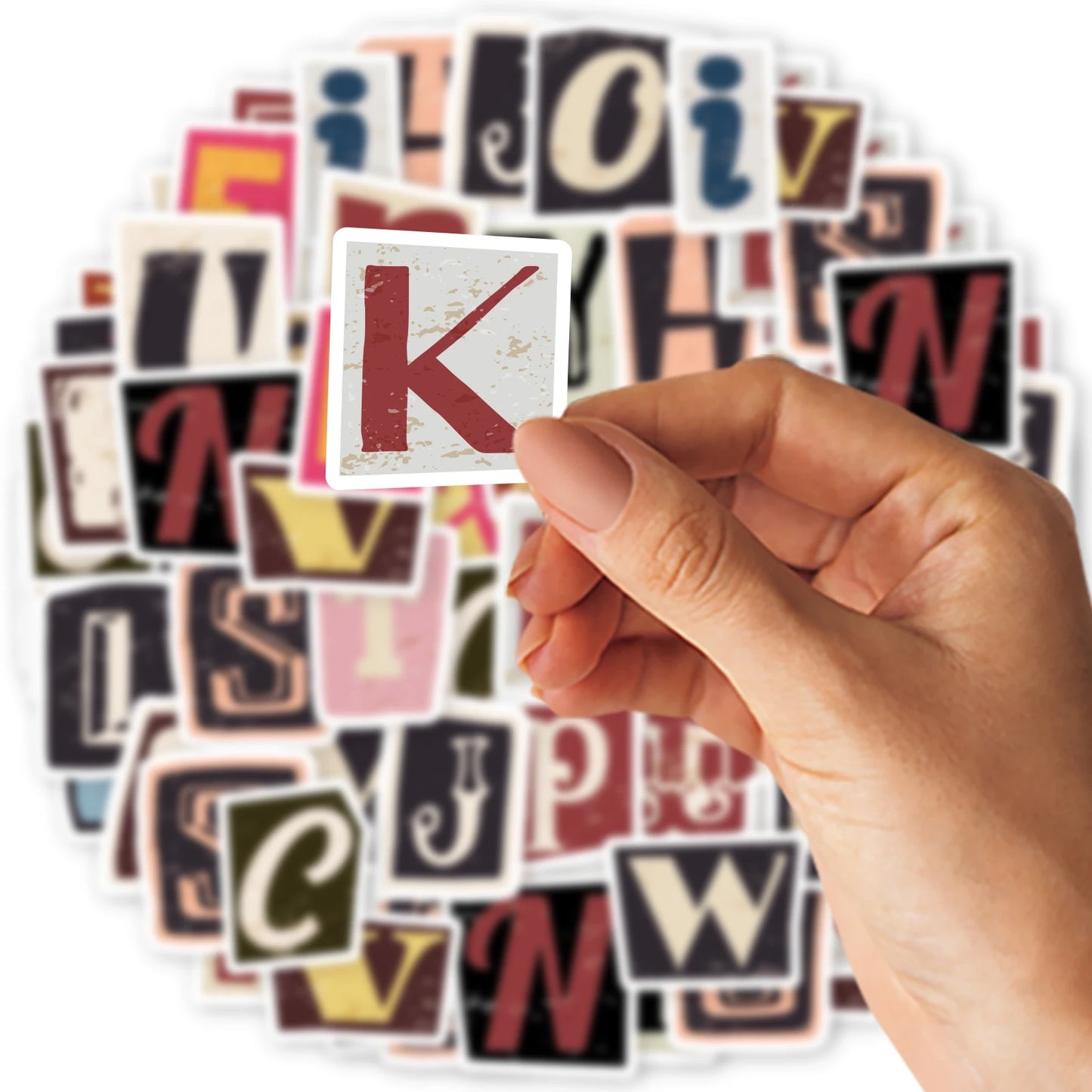 52pcs Vintage Letter Pattern Stickers for Laptops, Phone Cases, Water Bottles, Suitcases, Children's Toys, Back To School Season
