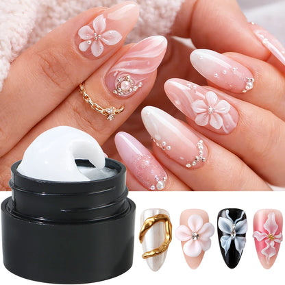5ml Pearl White 3D Sculpting Gel for Nail Polish Non-Stick Hand Extension Gel 3D Shaping Carving Flower Gel  DIY Nail Art Decor