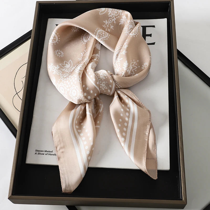 Luxury Brand Silk Square Paisley Scarf Women Satin Neck Hair Tie Band Soft Bandana Neckerchife 2025 Hijab Head Female Foulard