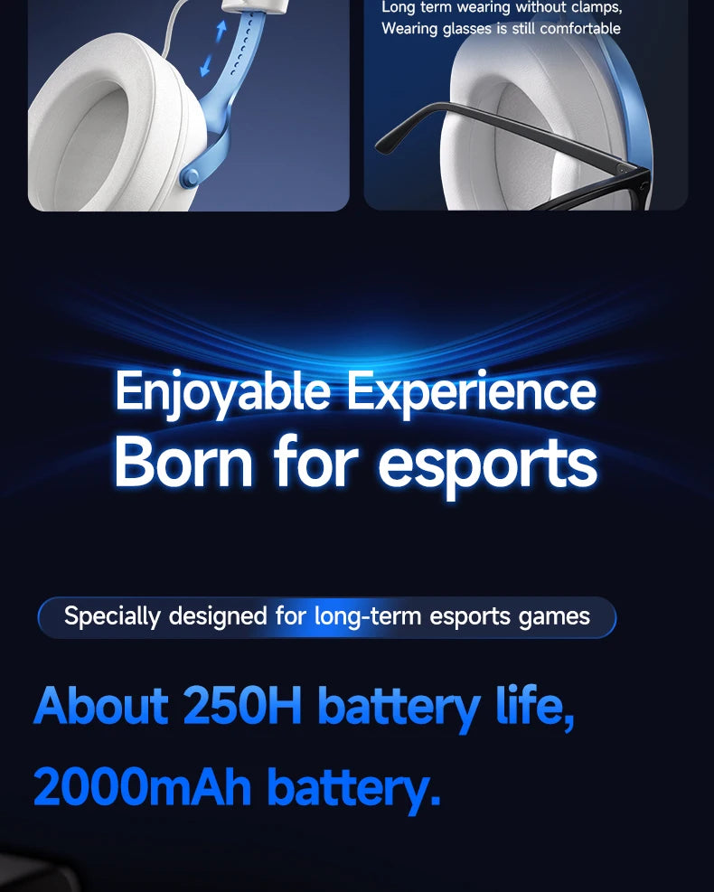 MCHOSE V9 pro E-Sports Headset with Microphone Tri-Mode Gaming USB Wireless 7.1 Channel Surround Sound Portable Audio Headphones