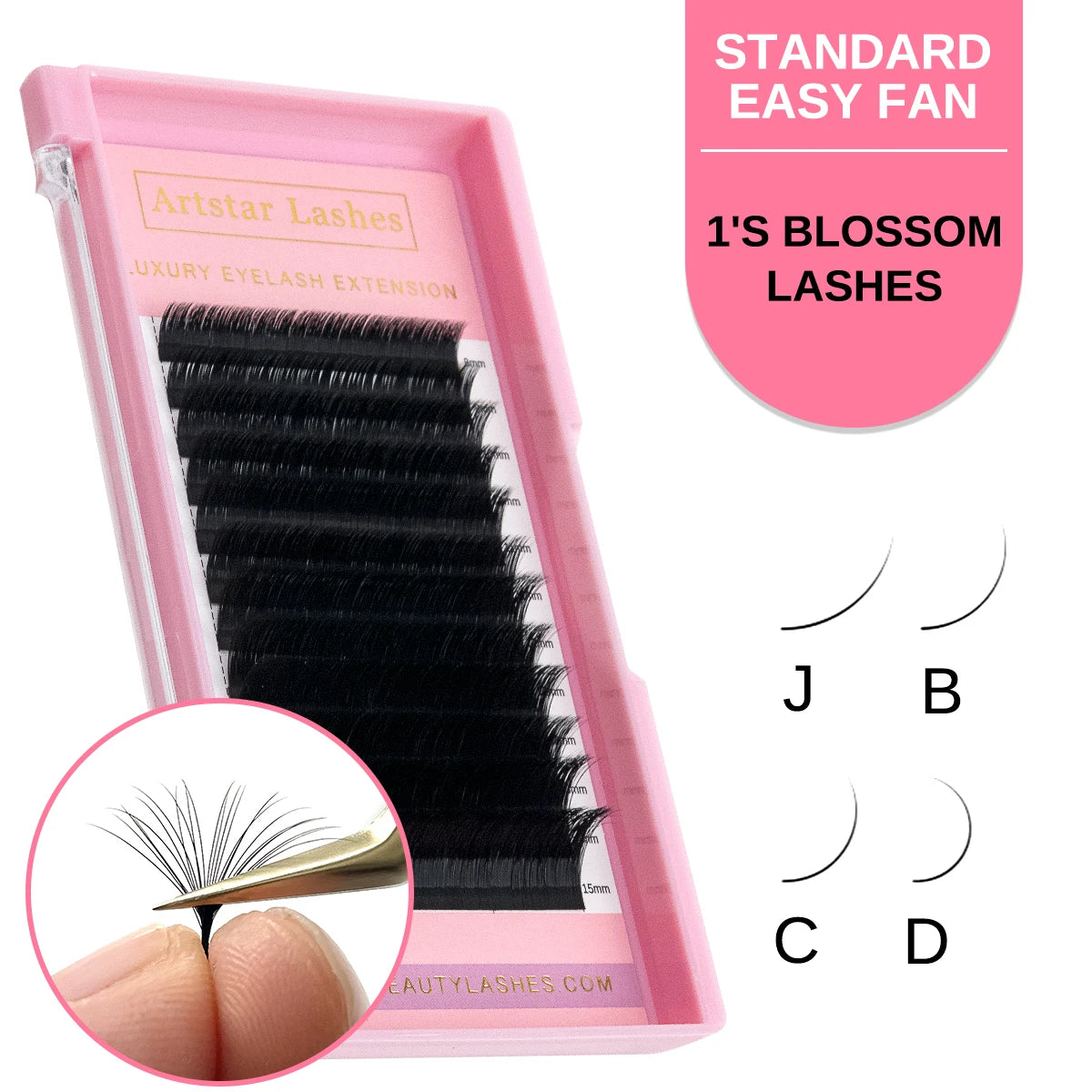 ARTSTAR Easy Fan Lash Extensions J B C D curl Fast Fan Eyelash Extensions 8-16mm  High Quality Lashes