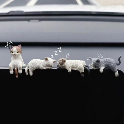 Funny Sleeping Cats Car Center Console PVC Ornaments Navigator Screen Rearview Sleeping Kitten Ornaments Decoration Car Figurine