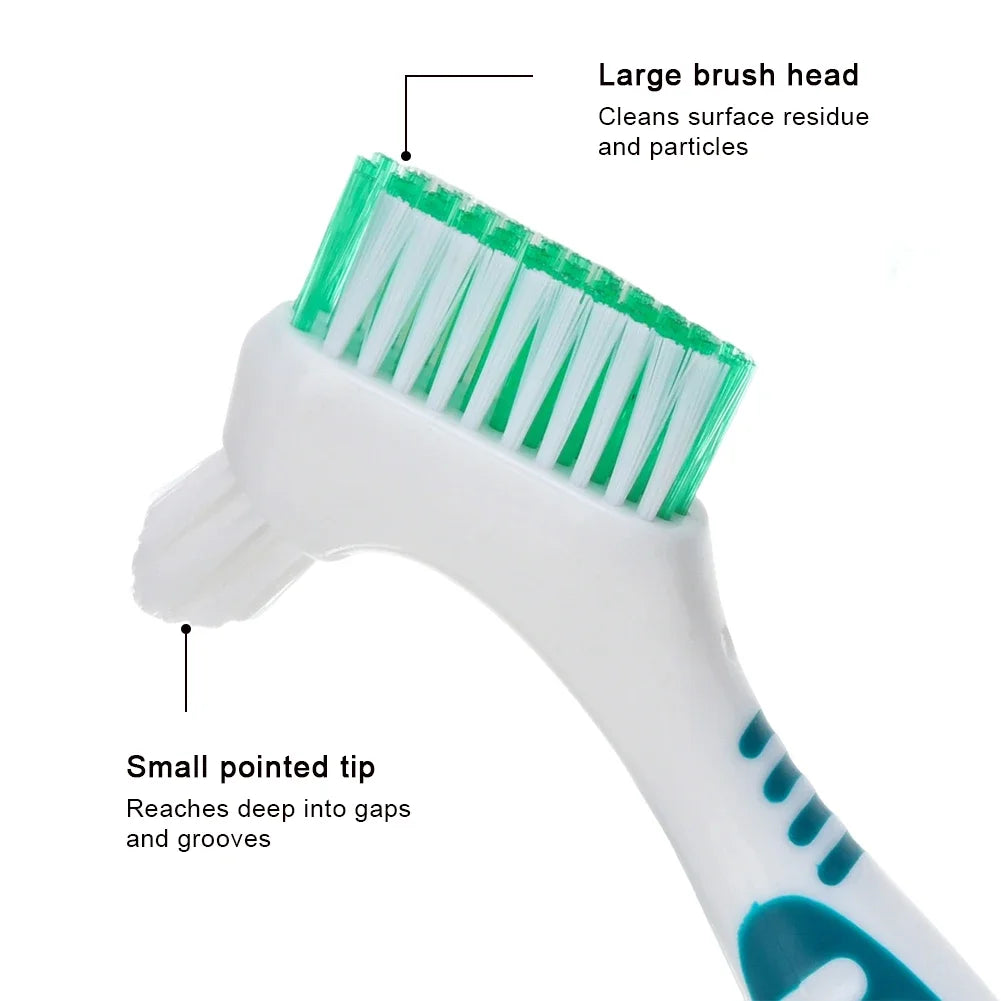 Daily Cleaning of Dentures with Dual Head Toothbrush Braces Orthodontic Retainer Brush Oral Cleaning Brush Oral Cavity Care Tool