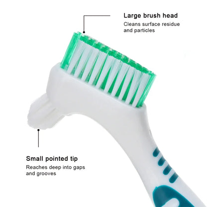 Daily Cleaning of Dentures with Dual Head Toothbrush Braces Orthodontic Retainer Brush Oral Cleaning Brush Oral Cavity Care Tool