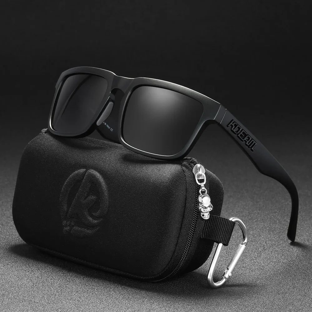 KDEAM Men's Polarized Sunglasses Square Casual Outdoors Sun Glasses Women Unisex Sunglass For Couple With Zipper Case