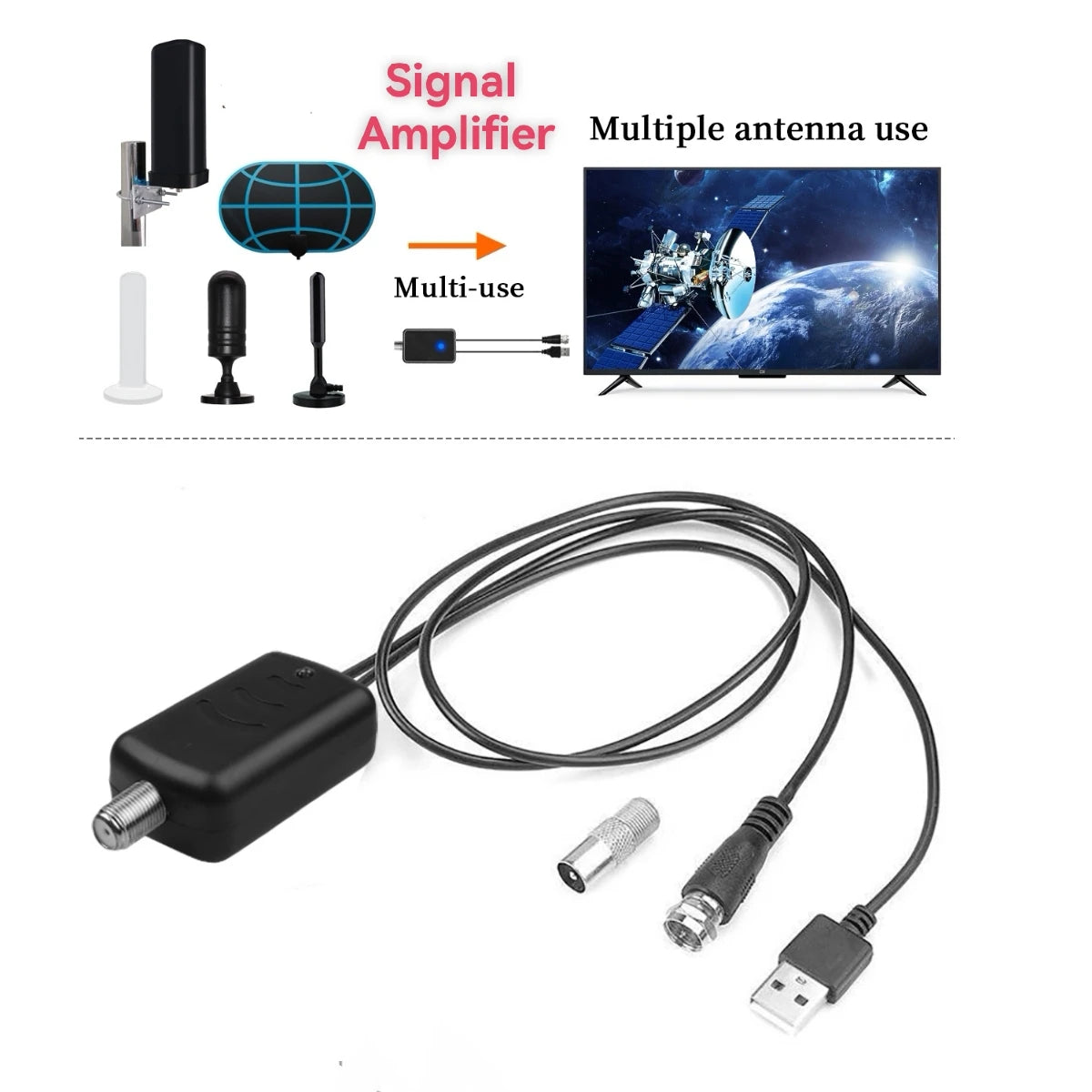 4K Hd Digital Tv Antenna Amplifier Signal Booster Low Noise High Gain Signal Receiver Tv Antenna Accessories Enhance Signal Stability