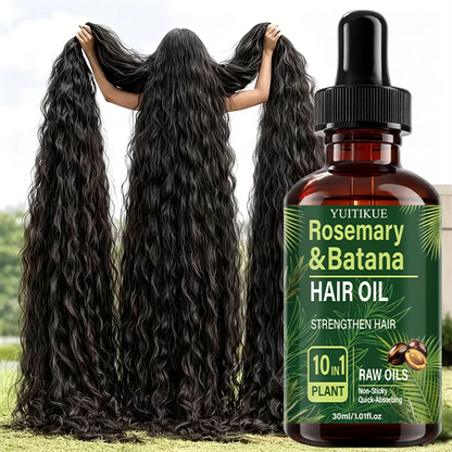 YUITIKUE Rosemary & Batana Hair Oil 30ml 10 In 1 Plant Raw Oil Strengthen Hair Non-Sticky Fast Absorbing Hair Care Serum