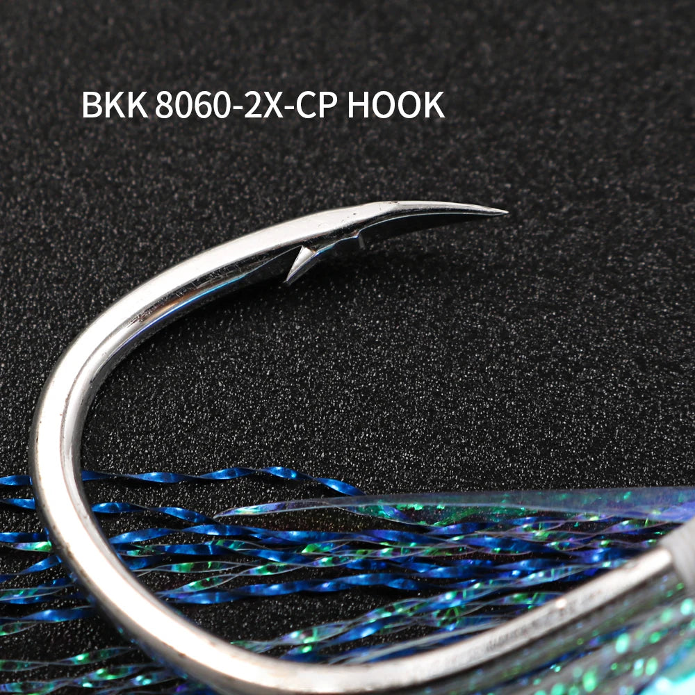 JIGGING PRO Twin Assist Hooks 1/0 2/0 3/0 4/0 Double Barbed BKK High Carbon Steel Fishing Hook With Glow Feather Jigging Hook