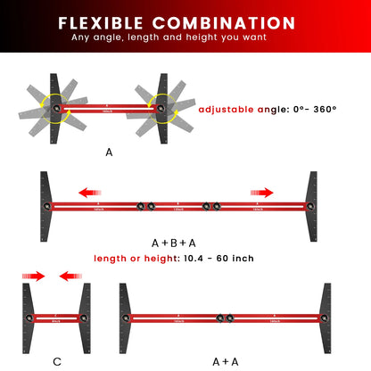 Stair Tread Template Tool - Step Measuring Jig with Ruler and Angle - 10.2In to 60In Guage Wizard Scribe Tool Cutting Guides