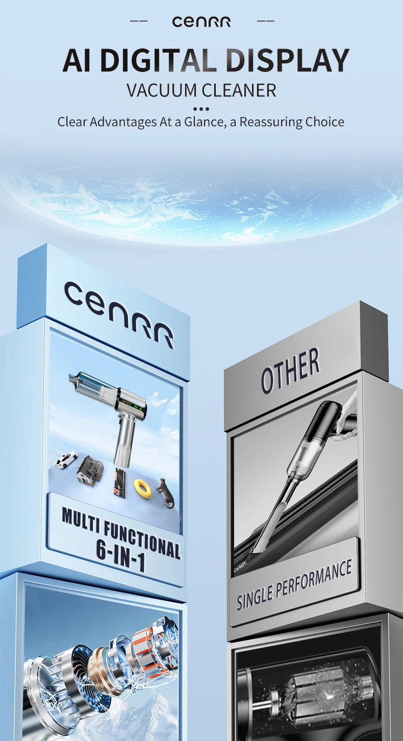 CENRR New Car Vacuum Cleaner Strong Suction Powerful Wireless Portable Car Cleaner for Home Appliance Gift a Birthday Present
