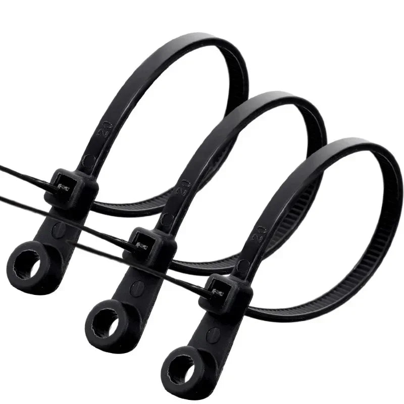 500/100PCS Screw Hole Cable Ties Reusable Fixed Nylon Cable Ties Self-locking Cord Ties Straps Fastening Loop Office Organizer