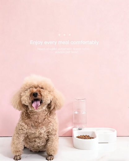 1PC Automatic Drinking Fountain Heart-shaped Pet Bowl Waterproof Spout Cat and Dog Bowl