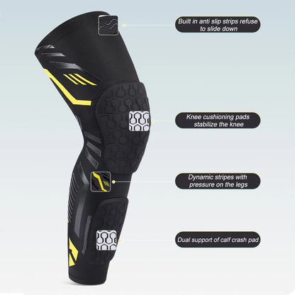1PC Knee Compression Sleeve with Padded Protection - Breathable Leg Support for Basketball,Football,Running,Sport- Youth & Adult