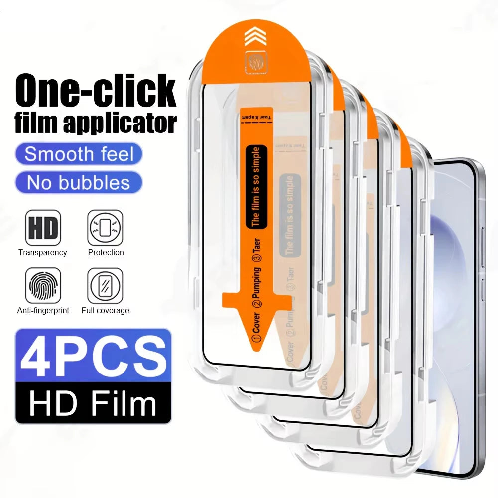 1-4Pcs Oleophobic Coating Easy Install Screen Protector for iPhone 17 16 18 13 11 12 14 15 Pro Max Plus 7 8 XS XR Tempered Glass