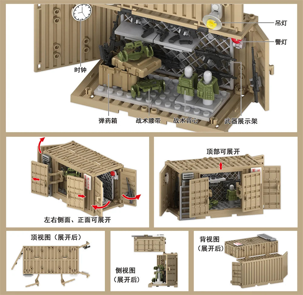 World War 2 WW2 Army Military Soldiers SWAT Police Container Weapon Cannon Base Model Building Blocks Bricks Children's Toys