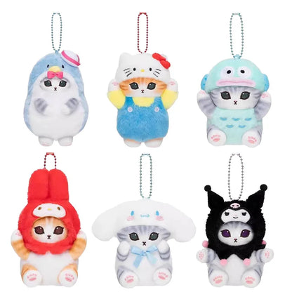 Kawaii Mofusand Cross-Dressing Sanrio Hello Kitty Kuromi Hanyodon Plush Keychain Pendant Anime Plush Backpack Pendant