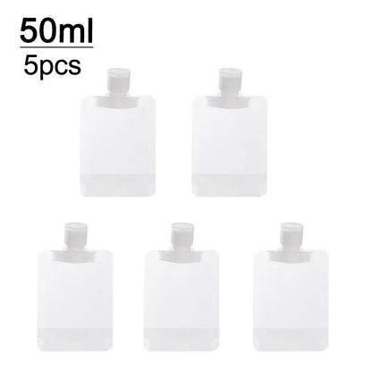 New 5pcs 30ml/50ml/100ml Refillable Travel Boats Empty Cosmetic Container Travel Bottles Liquid Cosmetic Storage Pouches FZP02