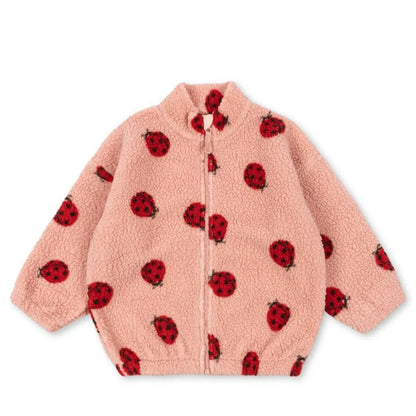 2026 KS Brand Winter Baby Girls Boys Lambswool Cherry Jackets Kids Clothes Boys Sequin Cartoon Outerwear Children's Coats 1-9Yrs