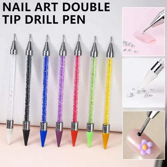 Wax Nail Rhinestone Picker Dotting Pen Dual-ended Wax Pencil For Rhinestones Tip Crystal & Gem Nail Art Tool for DIY Manicur