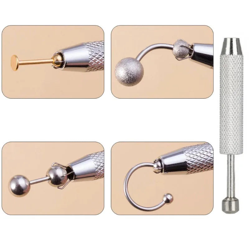 EVISPOL 1Pc Four Claws Bead Pick-up Tool, Diamond Gem Prong Holder Tweezer, Body Piercing Jewelry Grabber Catcher Sprinkle Pen