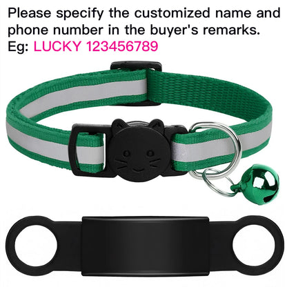 Customized Pet Collar Reflective Cat Collars Free Engraved Puppy Kitten Pet ID Nameplate Necklace With Bell Anti-lost For Cats