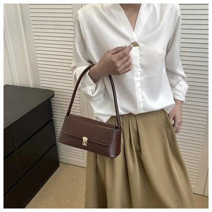 Women's Shoulder Bag Handbag Retro Underarm Bag Fashion Simple Solid Color New Hand Shoulder Bag