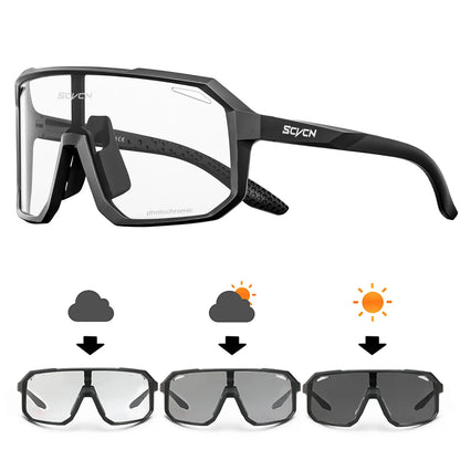 SCVCN Men Bike Photochromic Glasses Cycling Sunglasses for Women Sports Running MTB Biking Eyewear Road Mountain Bicycle Goggle