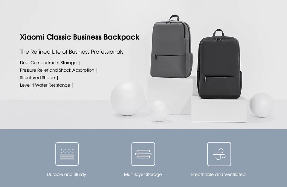 Xiaomi Classic Business Backpack 2 Fashion Laptop Bag for Men and Women Travel Large Capacity Backpack