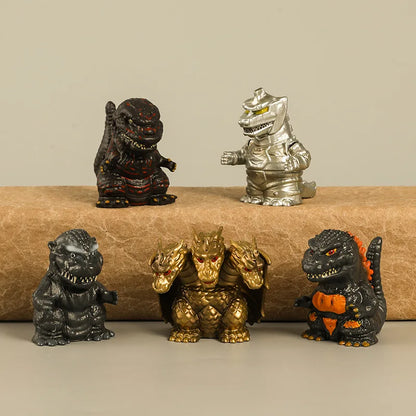 5pcs/set Mecha Godzilla Titanus Gojira King Ghidorah Finger Puppets Movie Cartoon Peripheral Action Figure Vinyl Doll Model Toy