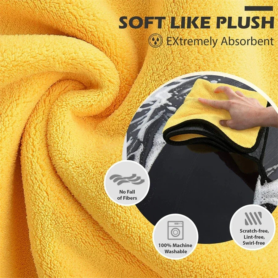 1/2/3/6/10pcs 30X60cm Microfiber Car Cleaning Towels Soft Quick Drying for Windows Mirrors Wiping Rags Double Layer Wash Cloth