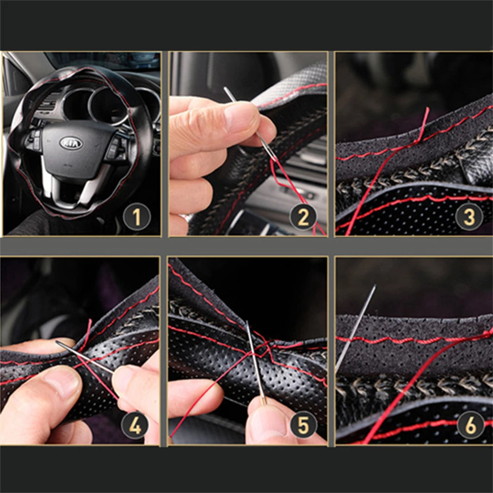 Leather Car Steering Wheel Cover Car Braid On The Steering Wheel 38 CM DIY Universal Auto Steering Wheel Cover Leather Case