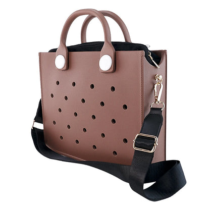 EVA Large Leather Shoulder Bag Handbag Tote Bag Storage for Women Casual Waterproof Beach Bag Hole Fit Charm Fashion Storage Bag