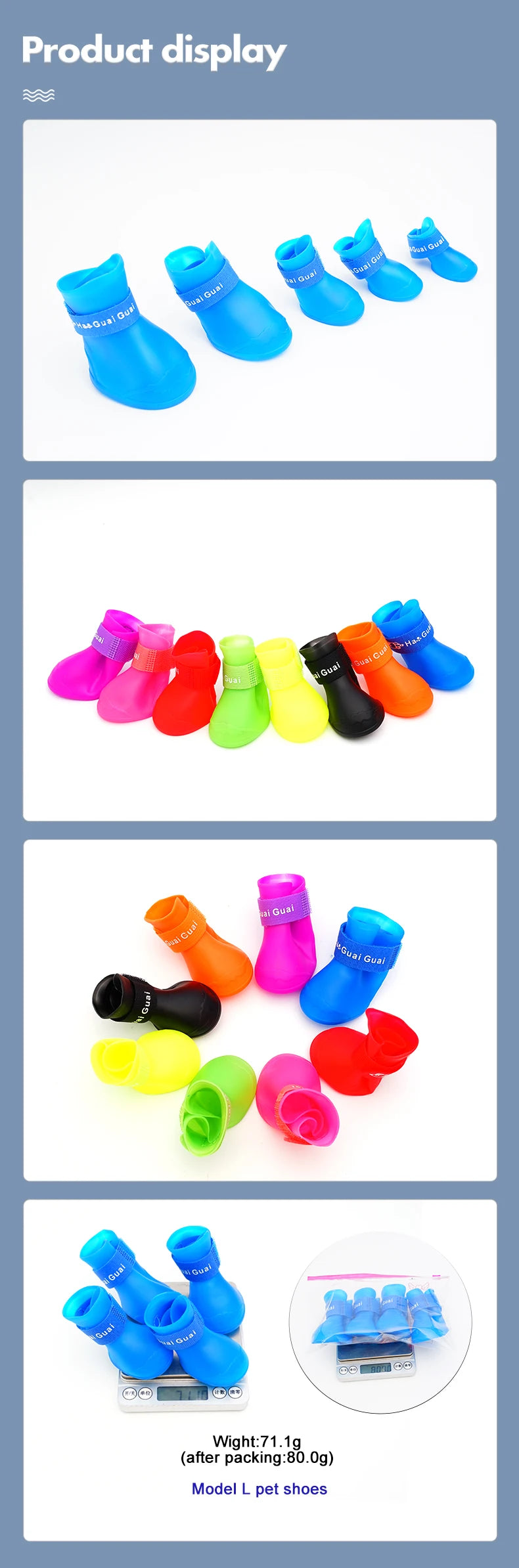 Pet silicone rain shoes anti-dirty non-slip waterproof dog shoes soft bottom footwear small dogs cats teddy Shoes