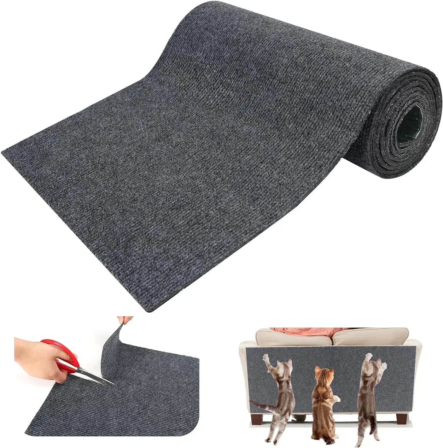 Cat Scratching Mat with Self-Adhesive Trimmable Cat Carpet Cat Scratching Carpet Corner Wall Cat DIY Scratch Furniture Protector