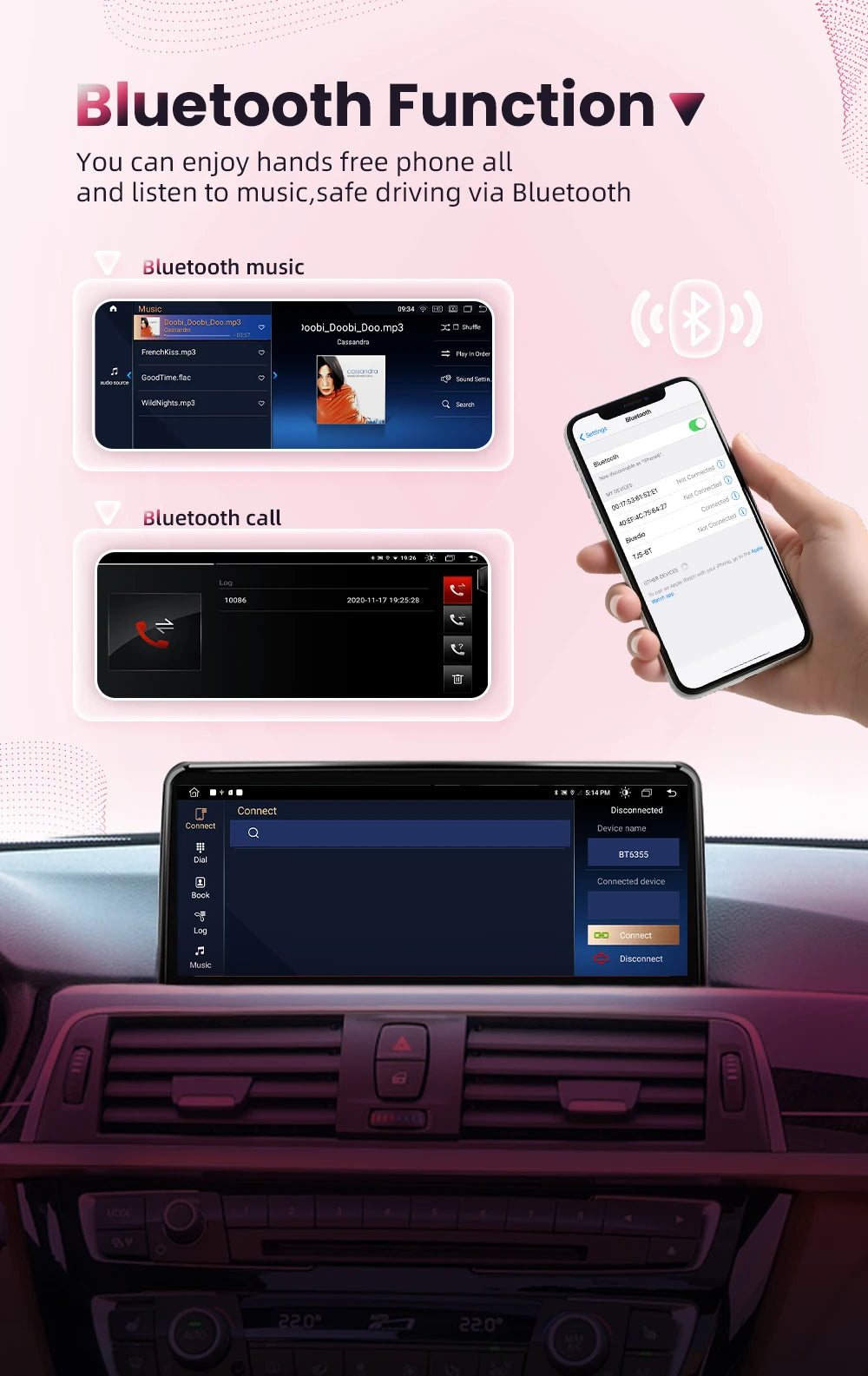 BONROAD Wireless Carplay Android auto Multimedia Player Car Radio For BMW 3 Series E90 E91 E92 E93 Touch Screen With Bluetooth
