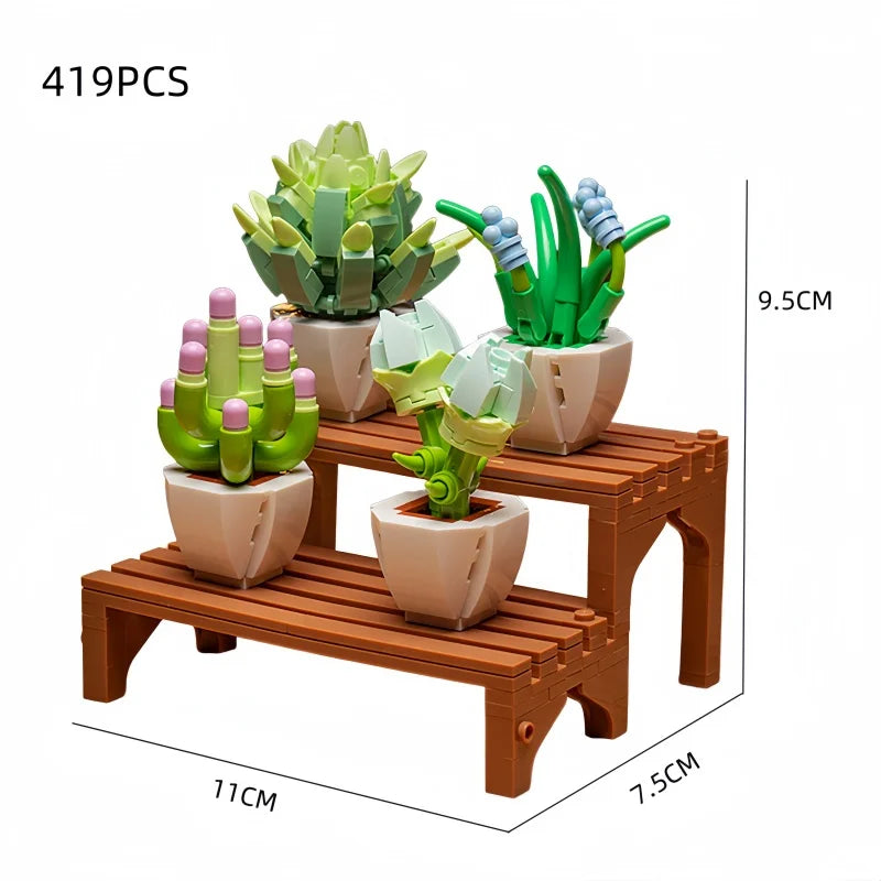 KNEW BUILT Innovative Building Block Flower 3D Photo Frame Ornament-Ideal DIY Decor,Gift for Girl,Wall Hanging & Educational Toy