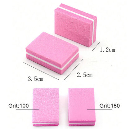 10-50-100pcs Professional Mini Nail Art Buffer File Set 100/180 Sandpaper Manicure Care Tips Sanding Polishing Tools Kit