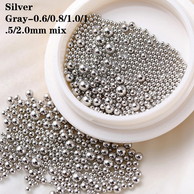 0.4mm-1.5mm Mini Steel Ball Metal Micro Caviars Alloy Nail Art Rhinestones Jewelry Manicure Accessories DIY Ornaments
