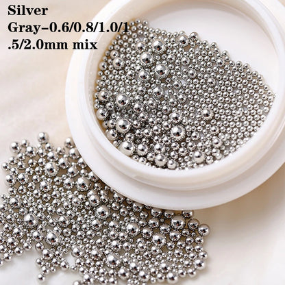 0.4mm-1.5mm Mini Steel Ball Metal Micro Caviars Alloy Nail Art Rhinestones Jewelry Manicure Accessories DIY Ornaments