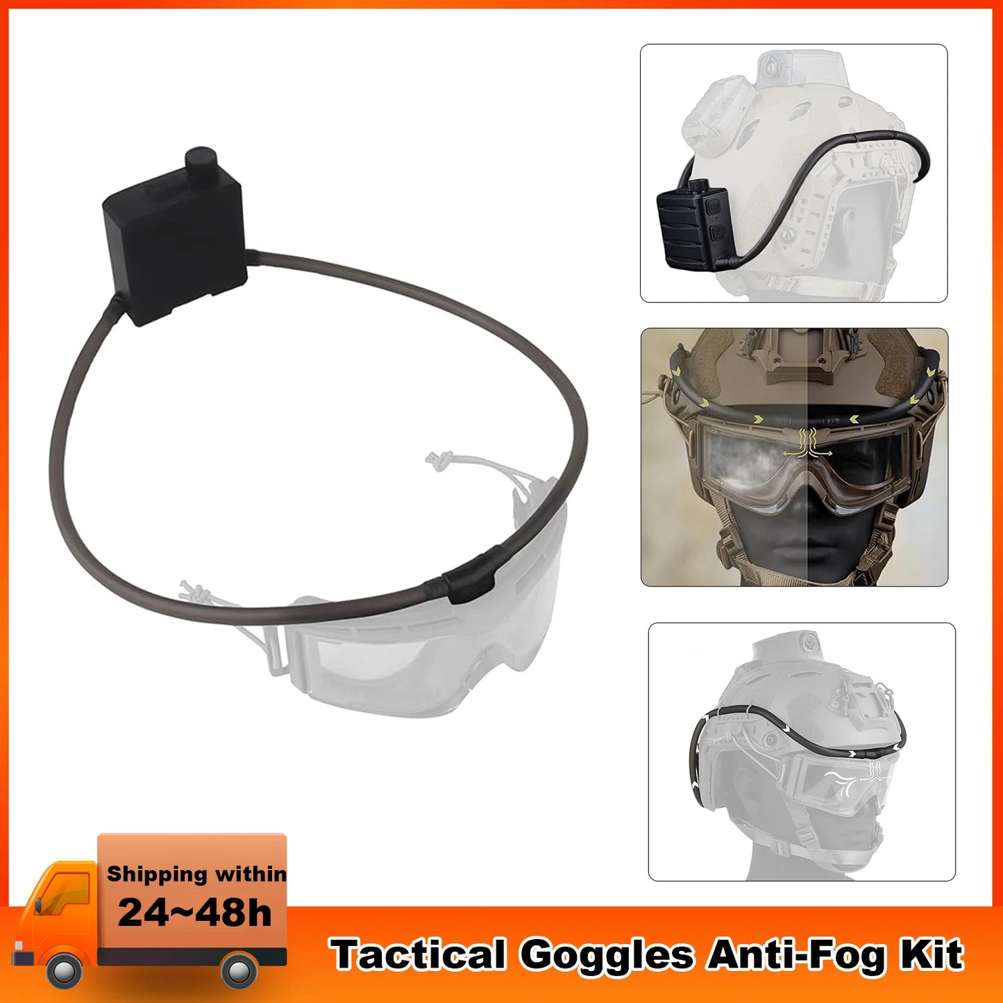 2025 NEW-Tactical Goggles Defogger Outdoor Hunting Shooting Goggles AntiFog Unit Adjustable Wind Speed Defogging Fan Kit